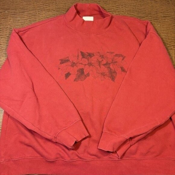 American Eagle Outfitters Red Floral Sweat Shirt Size XL - Picture 1 of 6